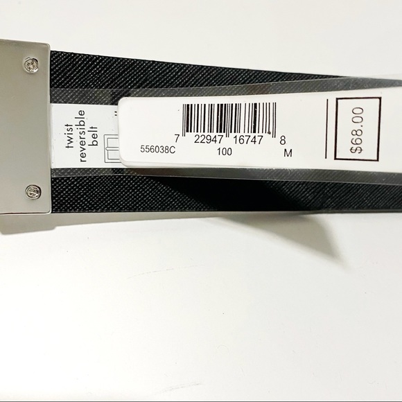 MICHAEL Michael Kors White Black Reversible Leather Belt Silver Buckle NWT - Picture 8 of 10